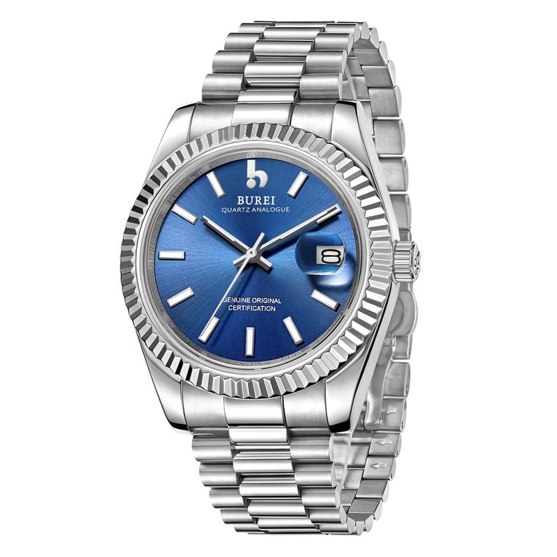 BUREI Mens Watches Luxury Stainless Steels Analog Business Fashion Waterproof Watches for Men,Gifts for Men - Image 2